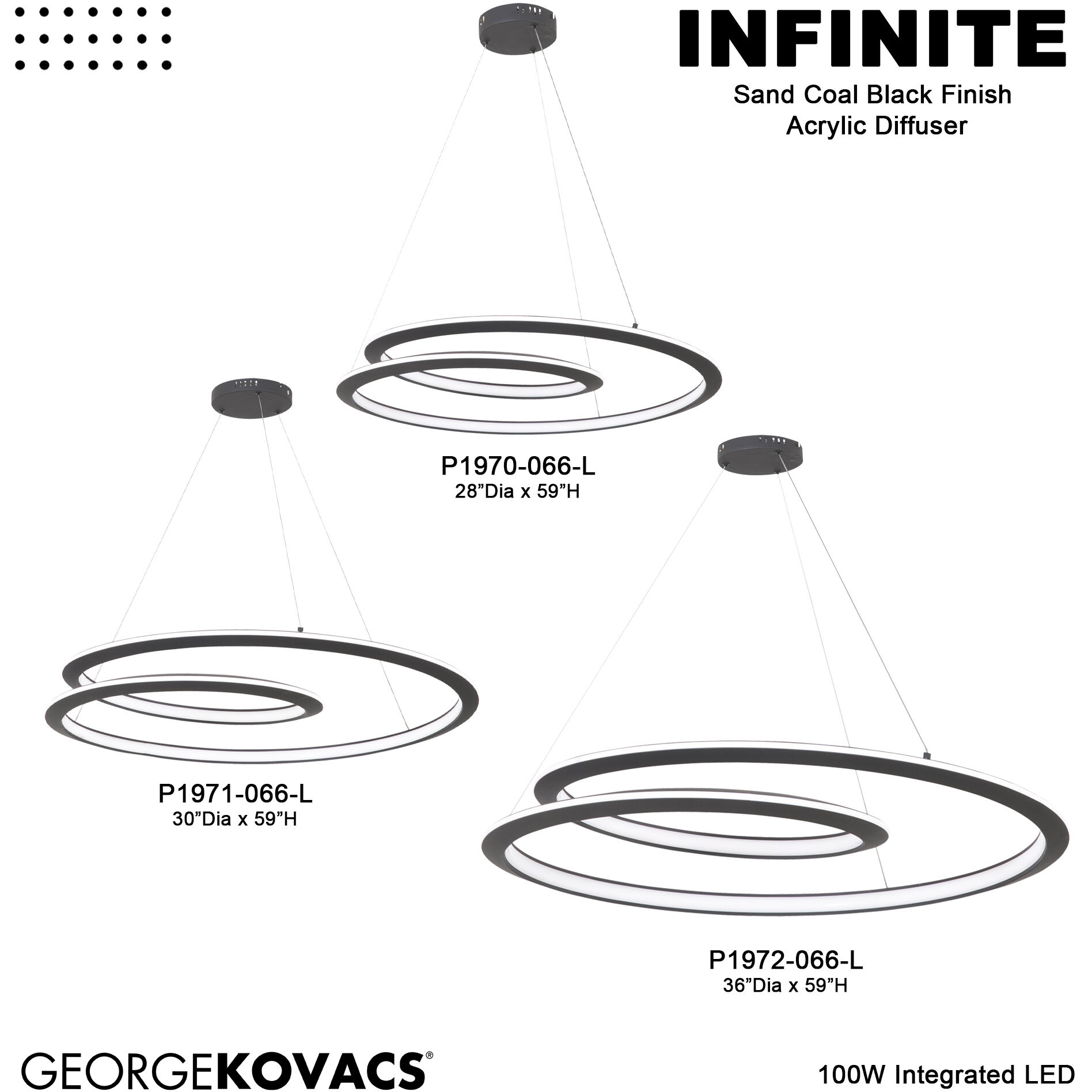 Infinite LED Sand Black Pendant Ceiling Light